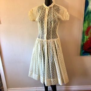 Vintage yellow sheer dress with little flowers